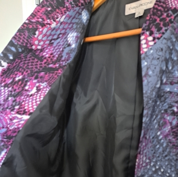 Vtg EVAN PICONE colorful open front blazer jacket lined cuffs M-L purples grey - Picture 4 of 7